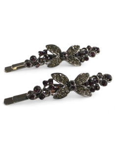 Wsuwka do włosów  Kokardki z kryształkami 2 szt. BURGUND... 2