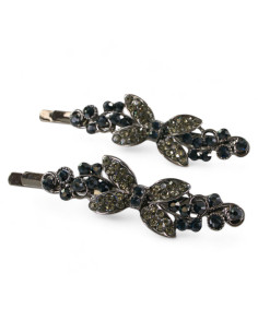 Wsuwka do włosów  Kokardki z kryształkami 2 szt. GRANAT...