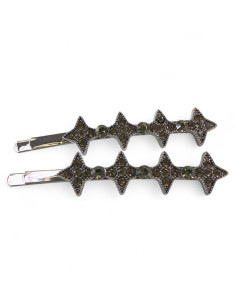 Wsuwka do włosów  GWIAZDKI z kryształkami 2 szt. GRAFIT...