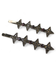 Wsuwka do włosów  GWIAZDKI z kryształkami 2 szt. BURGUND...