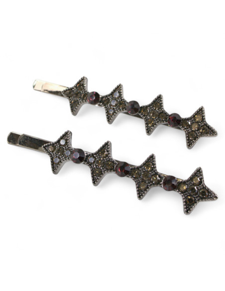 Wsuwka do włosów  GWIAZDKI z kryształkami 2 szt. BURGUND Lolita Akcesoria