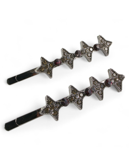 Wsuwka do włosów  GWIAZDKI z kryształkami 2 szt. BURGUND Lolita Akcesoria