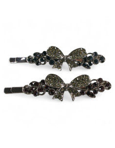 Wsuwka do włosów KOKARDKI i z kryształkami 2 szt. BURGUND...