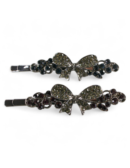 Wsuwka do włosów KOKARDKI i z kryształkami 2 szt. BURGUND Lolita Akcesoria