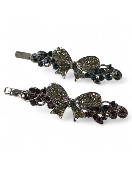 Wsuwka do włosów KOKARDKI i z kryształkami 2 szt. BURGUND Lolita Akcesoria