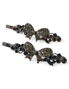 Wsuwka do włosów KOKARDKI z kryształkami 2 szt. GRANAT...