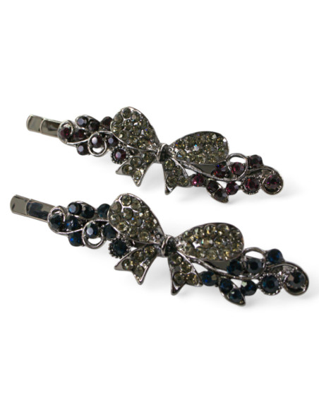 Wsuwka do włosów KOKARDKI z kryształkami 2 szt. GRANAT Lolita Akcesoria