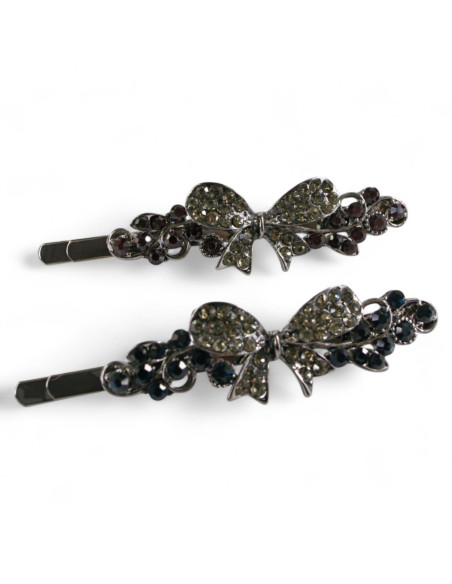 Wsuwka do włosów KOKARDKI z kryształkami 2 szt. GRANAT Lolita Akcesoria