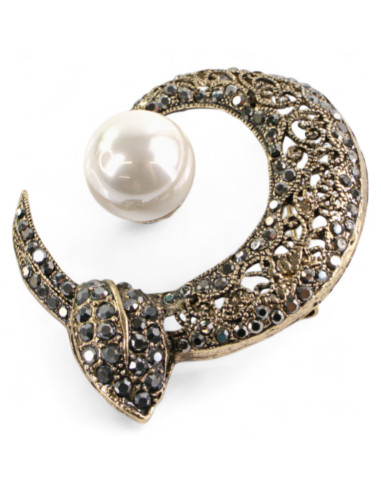 BROSZKA BROSZA WIKTORIAŃSKI AŻUROWY  KSIĘŻYC Z...