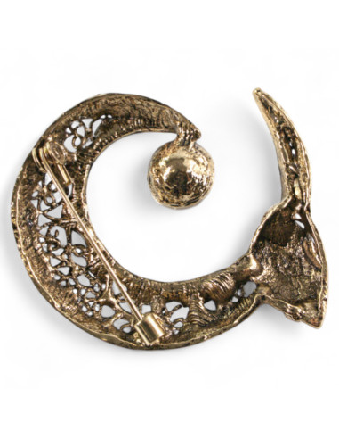 BROSZKA BROSZA WIKTORIAŃSKI AŻUROWY  KSIĘŻYC Z...