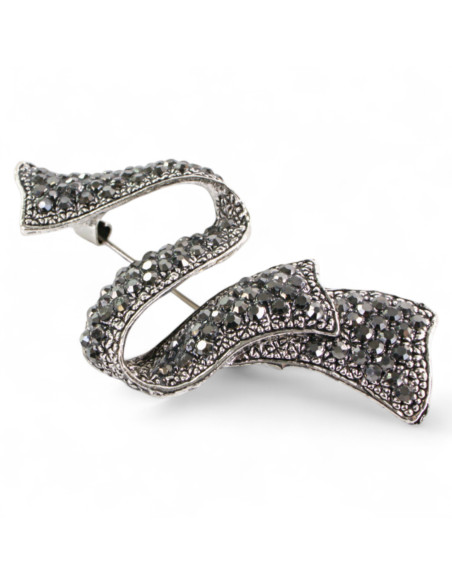 BROSZKA BROSZA SREBRONO - GRAFITOWY ZAWIJAS / FAWOREK  LOLITA AKCESORIA