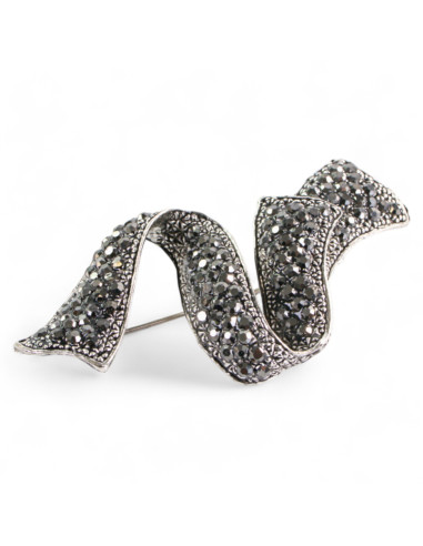 BROSZKA BROSZA SREBRONO - GRAFITOWY ZAWIJAS /...