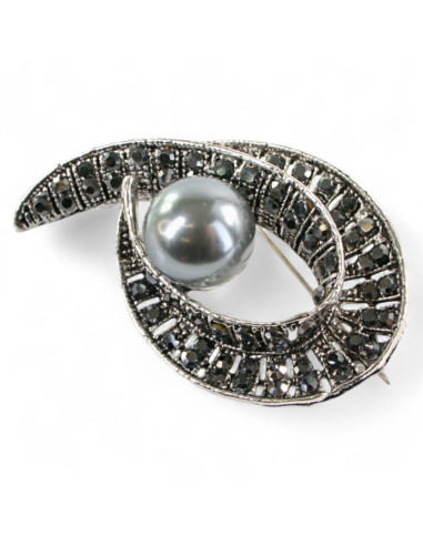 BROSZKA BROSZA SREBRONO - GRAFITOWY ZAWIJAS z...