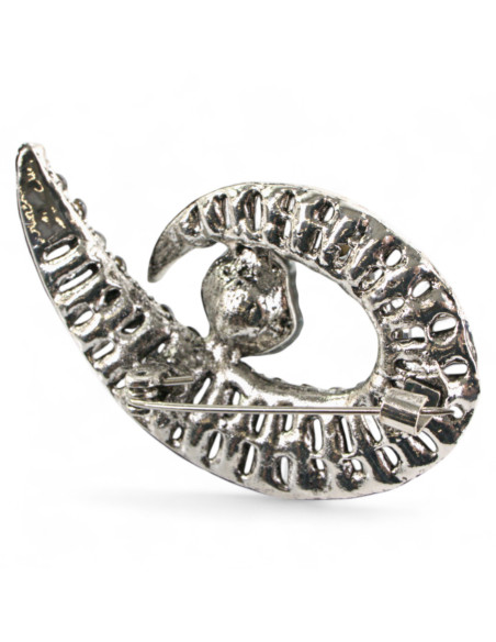 BROSZKA BROSZA SREBRONO - GRAFITOWY ZAWIJAS z PERŁĄ  LOLITA AKCESORIA