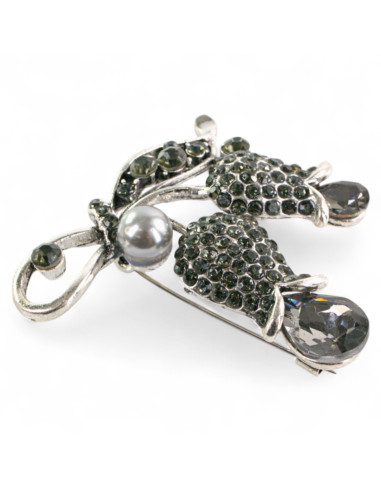 BROSZKA BROSZA SREBRONO - GRAFITOWA WIĄZANKA Z...