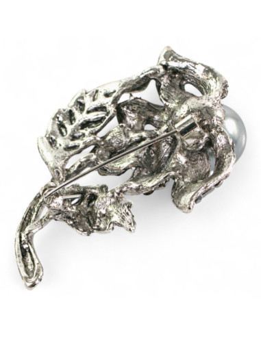 BROSZKA BROSZA SREBRONO -GRAFITOWY KWIAT...