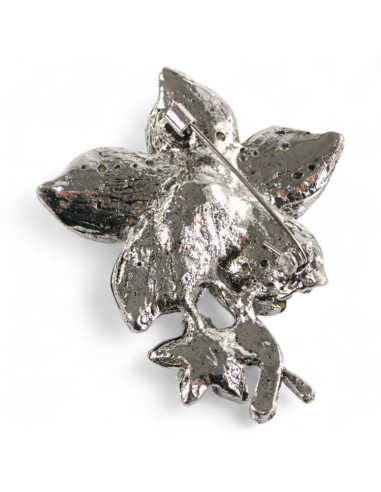 BROSZKA BROSZA SREBRONO -GRAFITOWY KWIAT...