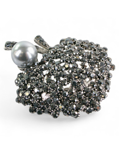 BROSZKA BROSZA SREBRONO -GRAFITOWY KWIAT...