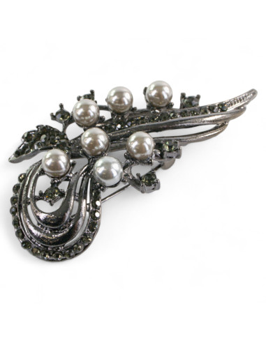 BROSZKA BROSZA SREBRONO -GRAFITOWY ZWIAJAS Z...