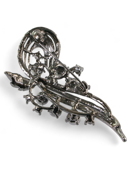 BROSZKA BROSZA SREBRONO -GRAFITOWY ZWIAJAS Z PERŁĄ   LOLITA AKCESORIA