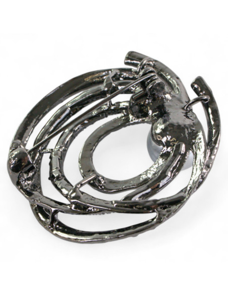 BROSZKA BROSZA SREBRONO -GRAFITOWY ZWIAJAS Z PERŁĄ   LOLITA AKCESORIA