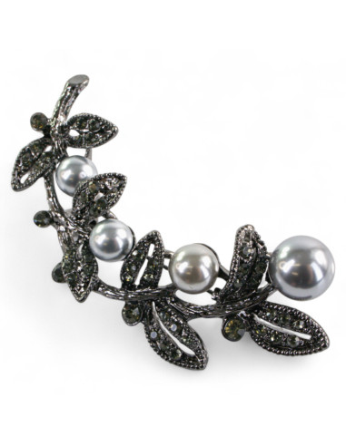 BROSZKA BROSZA SREBRONO -GRAFITOWY GAŁĄZKA  Z...