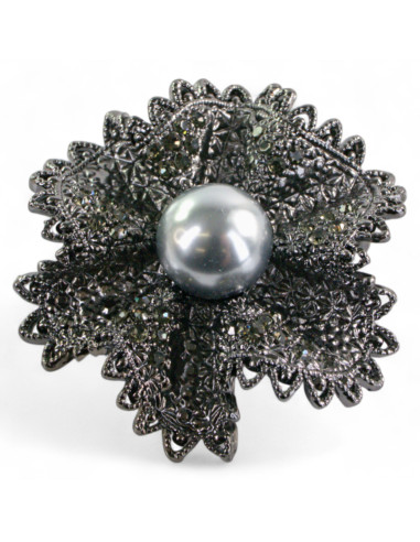 BROSZKA BROSZA GRAFITOWY WIKTORIAŃSKI  KWIAT  Z...