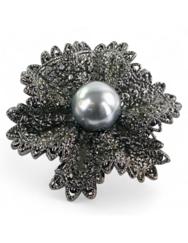 BROSZKA BROSZA GRAFITOWY WIKTORIAŃSKI  KWIAT  Z...