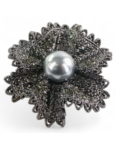 BROSZKA BROSZA GRAFITOWY WIKTORIAŃSKI  KWIAT  Z...