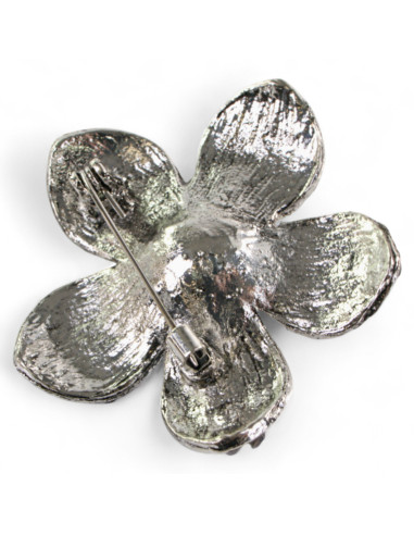 BROSZKA BROSZA SREBRNO - GRAFITOWY KWIAT  Z...