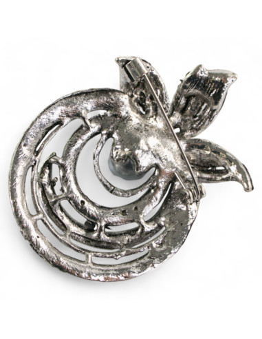 BROSZKA BROSZA SREBRONO -GRAFITOWY ZWIAJAS Z...