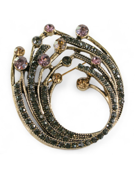 BROSZKA BROSZA ZWIAJAS STARE ZŁOTO Z KAMIENIAMI LOLITA AKCESORIA