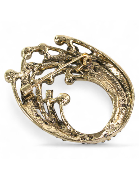 BROSZKA BROSZA ZWIAJAS STARE ZŁOTO Z KAMIENIAMI LOLITA AKCESORIA