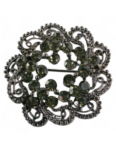 BROSZKA BROSZA SREBRONO -GRAFITOWA ROZETA...