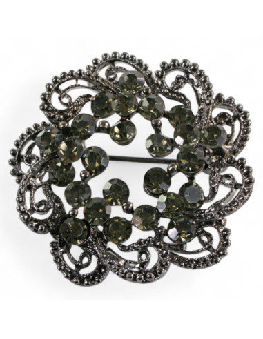 BROSZKA BROSZA SREBRONO -GRAFITOWA ROZETA...