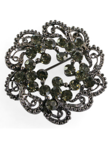 BROSZKA BROSZA SREBRONO -GRAFITOWA ROZETA...