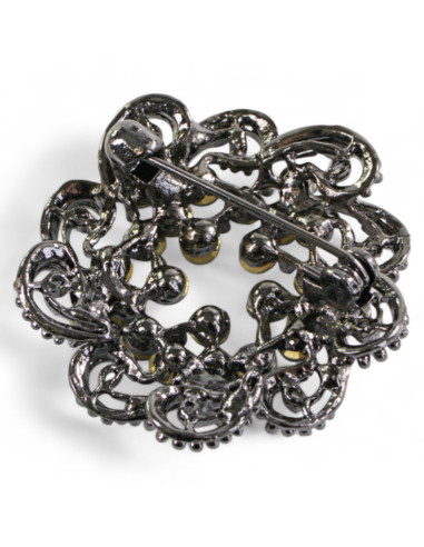 BROSZKA BROSZA SREBRONO -GRAFITOWA ROZETA...