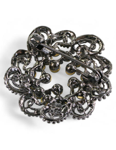 BROSZKA BROSZA SREBRONO -GRAFITOWA ROZETA  LOLITA AKCESORIA