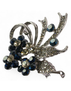 BROSZKA BROSZA BUKIET KWIATÓW Z GRANATOWYMI  KWIATKAMI...