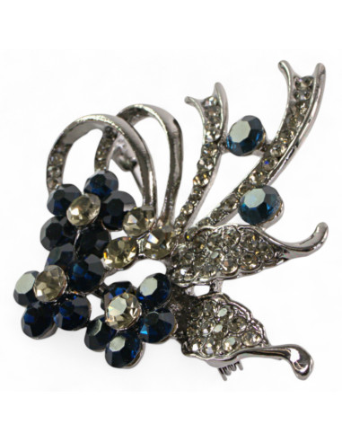 BROSZKA BROSZA BUKIET KWIATÓW Z GRANATOWYMI...