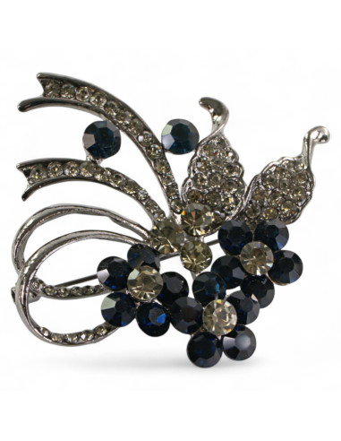 BROSZKA BROSZA BUKIET KWIATÓW Z GRANATOWYMI...