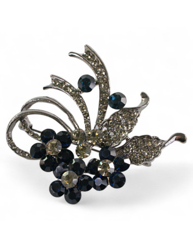 BROSZKA BROSZA BUKIET KWIATÓW Z GRANATOWYMI...