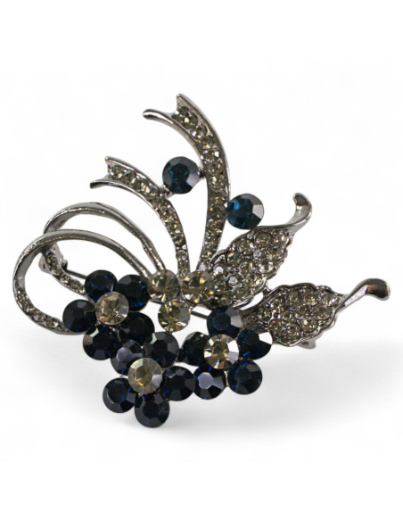 BROSZKA BROSZA BUKIET KWIATÓW Z GRANATOWYMI  KWIATKAMI LOLITA AKCESORIA