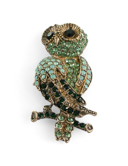 BROSZKA BROSZA ZIELONA  SOWA z CYRKONIAMI LOLITA AKCESORIA