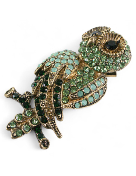 BROSZKA BROSZA ZIELONA  SOWA z CYRKONIAMI LOLITA AKCESORIA