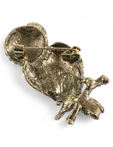 BROSZKA BROSZA ZIELONA  SOWA z CYRKONIAMI...