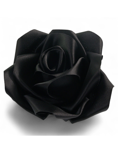 KWIAT Z MATERIAŁU RÓŻA BROSZKA PRZYPINKA LOLITA AKCESORIA 10 CM CZARNY