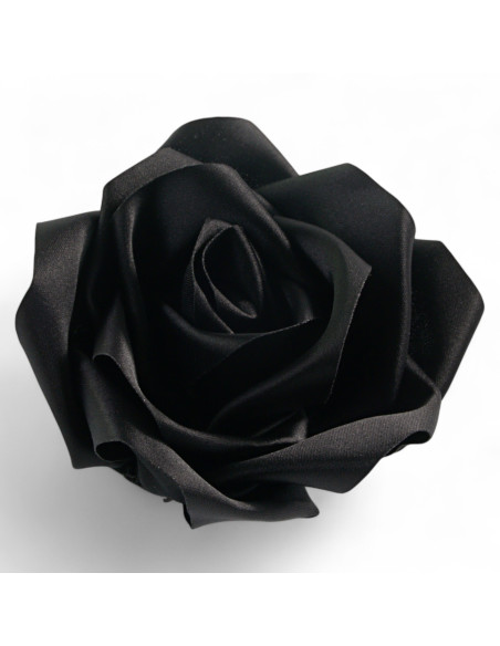 KWIAT Z MATERIAŁU RÓŻA BROSZKA PRZYPINKA LOLITA AKCESORIA 10 CM CZARNY