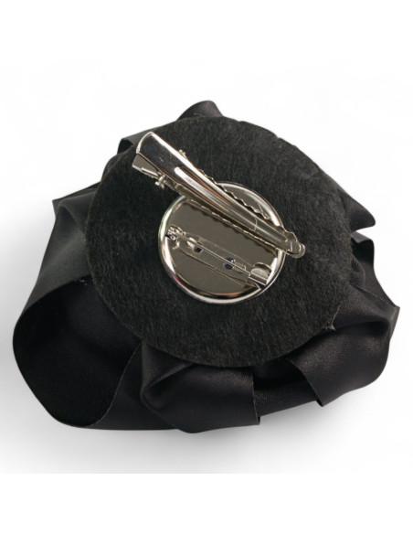KWIAT Z MATERIAŁU RÓŻA BROSZKA PRZYPINKA LOLITA AKCESORIA 10 CM CZARNY