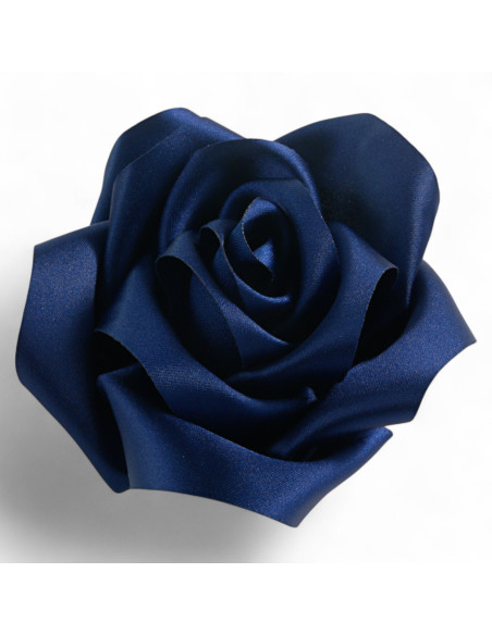 KWIAT Z MATERIAŁU RÓŻA BROSZKA PRZYPINKA LOLITA AKCESORIA 10 CM GRANATOWY